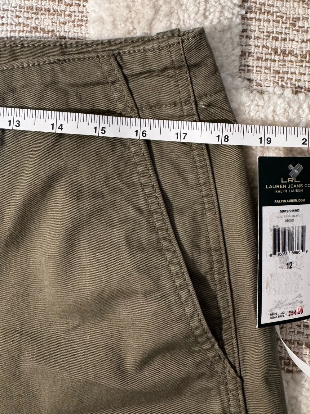 -Lauren Ralph Lauren Khaki Chino Shorts Size 12 NWT Cotton Classic Casual women - Picture 5 of 7